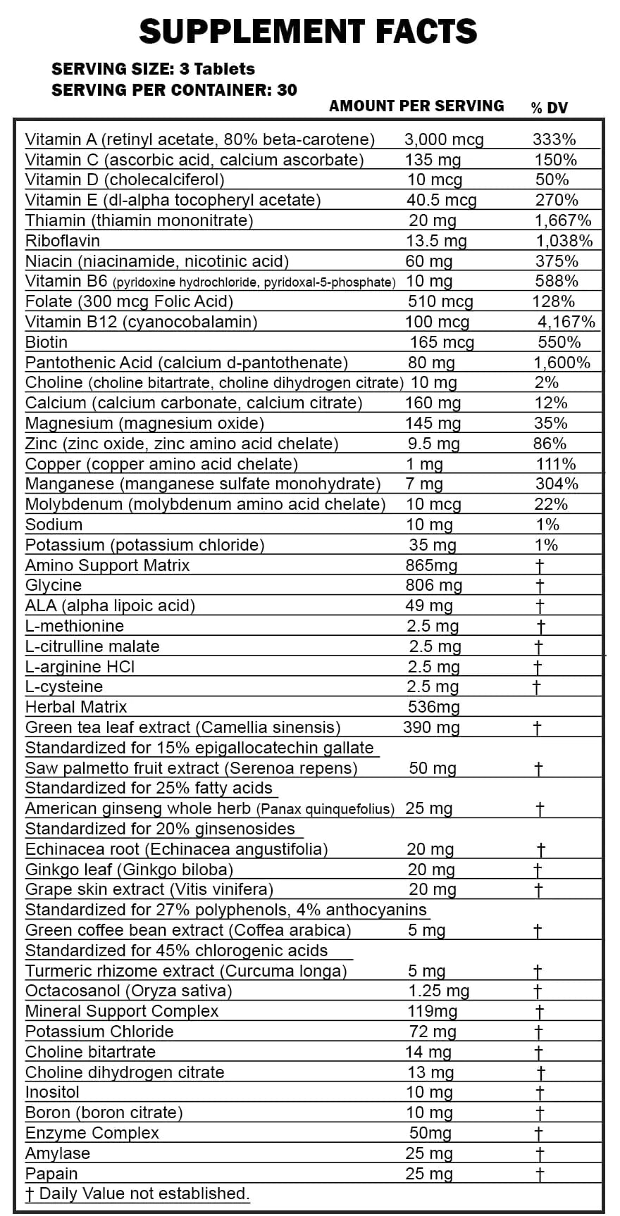 MuscleTech - MUSCLE TECH MULTIVITAMIN 90 TABLETS 30 SERVINGS